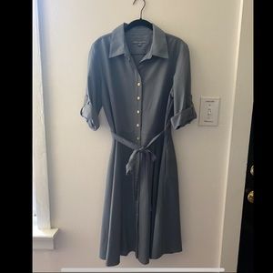 Sharagano Women's Button Front Pleated Shirt Dress baby blue